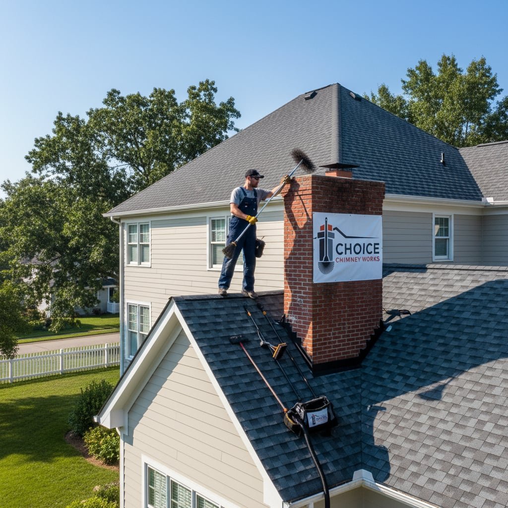 Choice Chimney Works team working on chimney